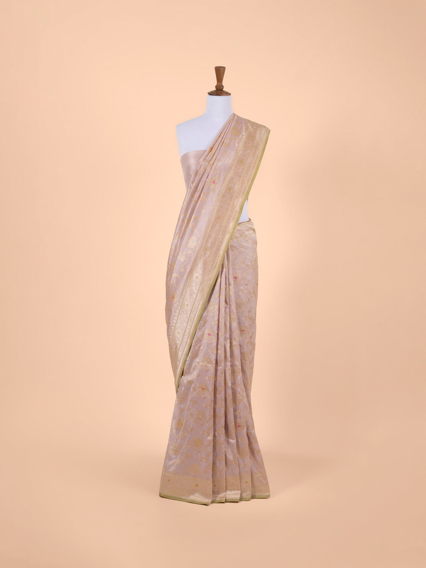 Handwoven Peach Silk Saree