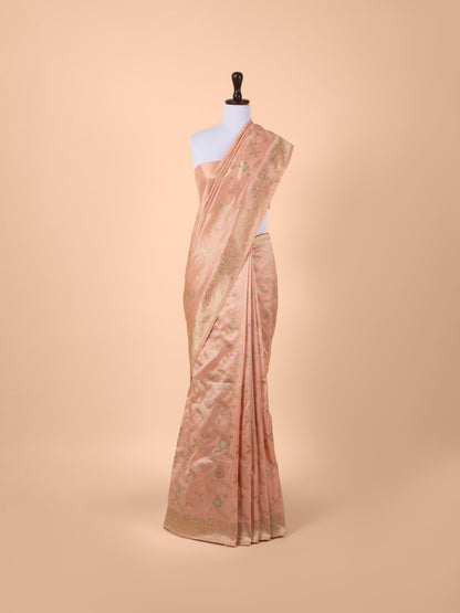 Handwoven Peach Silk Saree