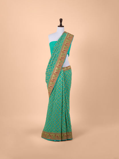 Handwoven Sea Green Georgette Saree