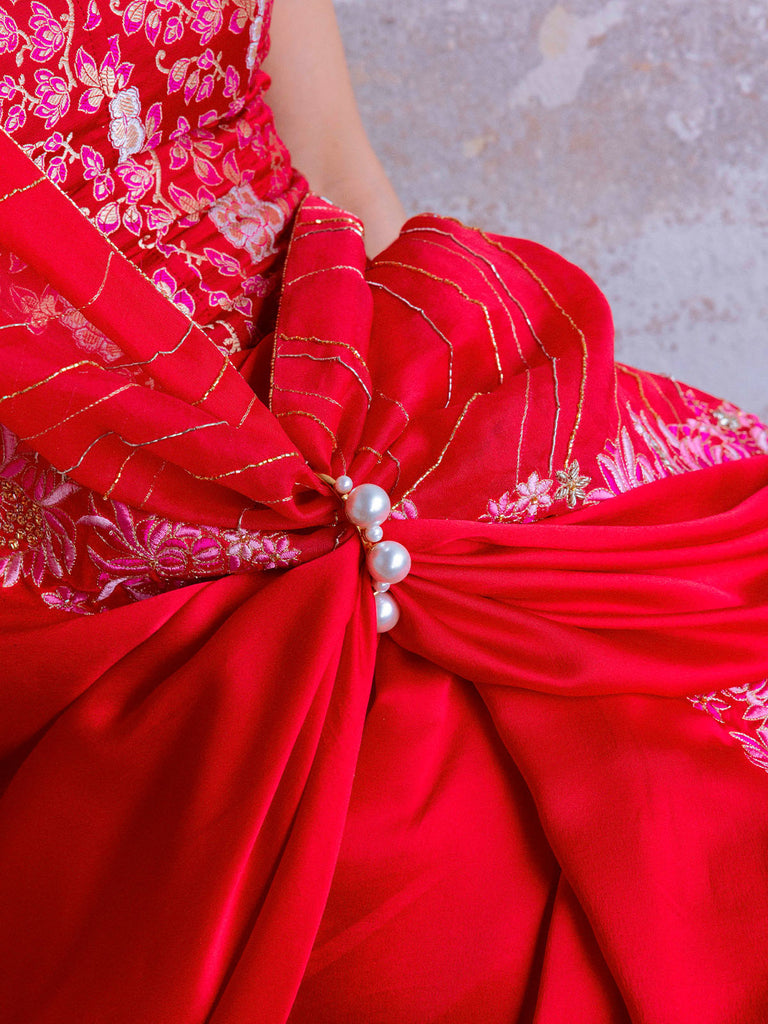 Handwoven Claret Saree