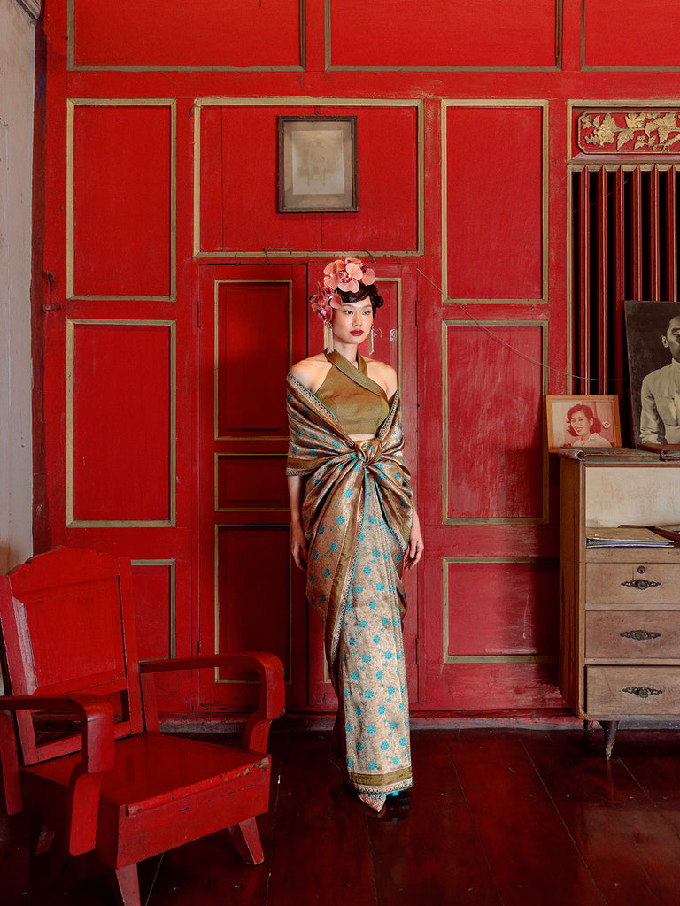 Handwoven Olive Green Saree