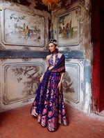 Handwoven Aubergine Kadwa Lehenga Set