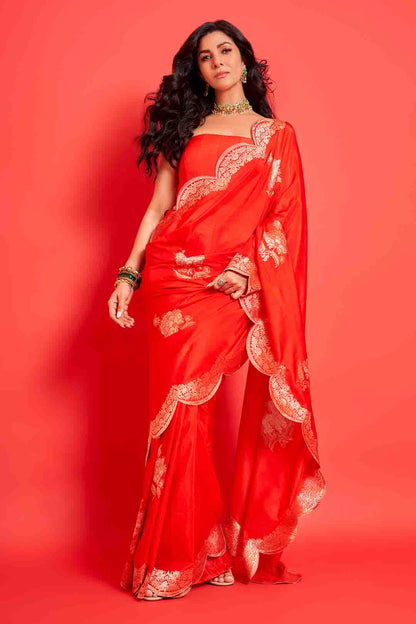 Nimrat Kaur in Handwoven Red Silk Saree