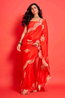Sayani Gupta in Handwoven Red Silk Saree