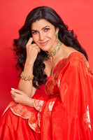 Sayani Gupta in Handwoven Red Silk Saree