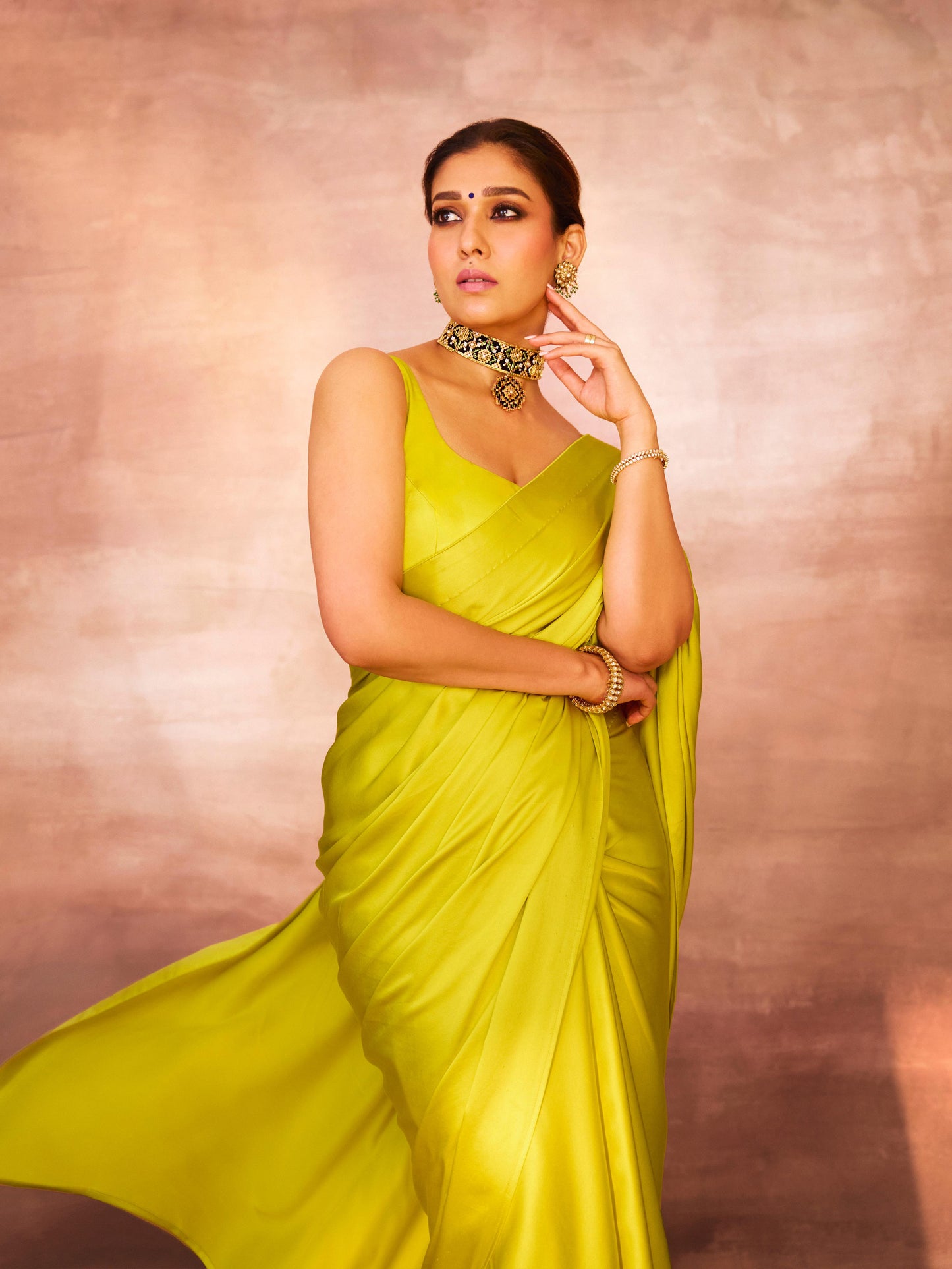 Nayanthara In Handwoven Citrine Yellow Silk Saree