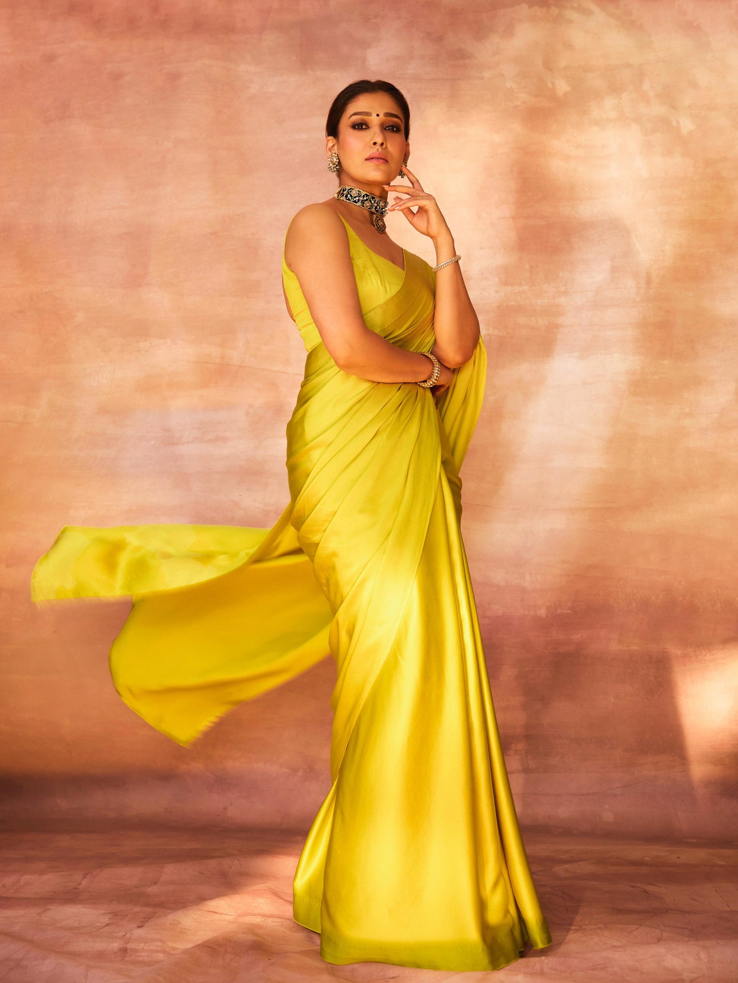 Nayanthara In Handwoven Citrine Yellow Silk Saree