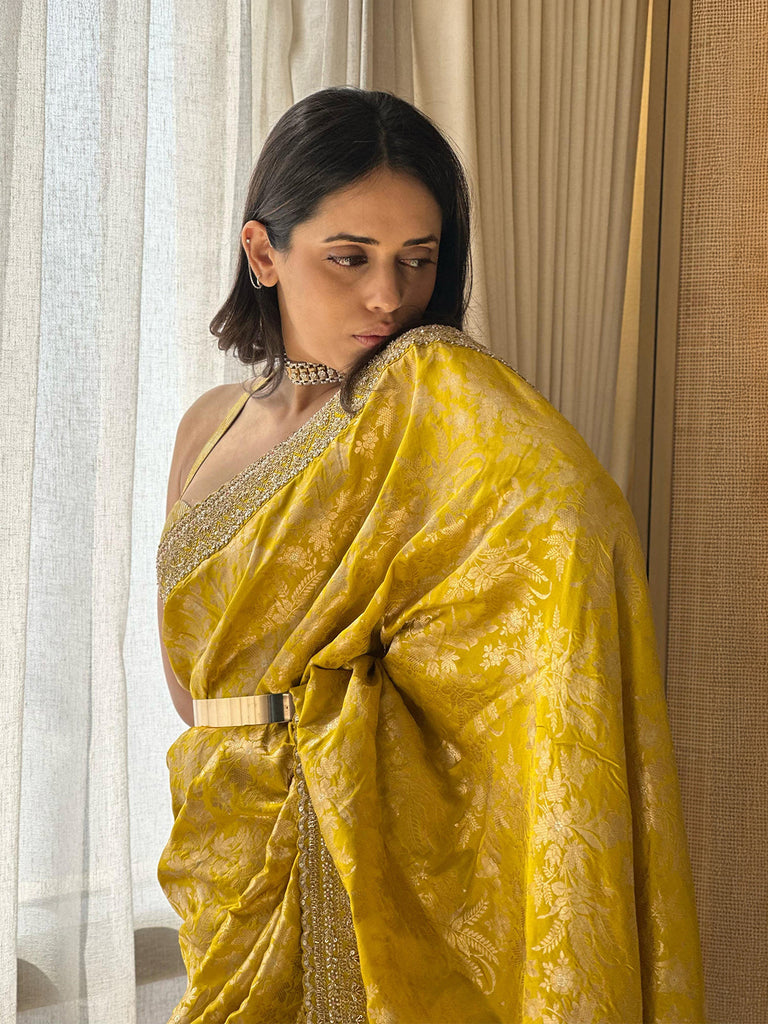 Handwoven Mustard Silk Saree