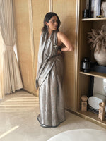 Handwoven Grey Tissue Saree