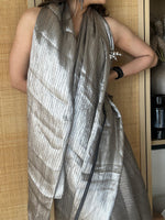 Handwoven Grey Tissue Saree