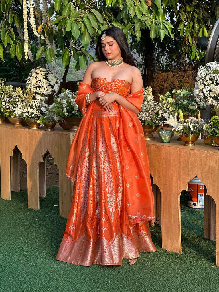 Mithila Palkar in the Crimson Kiss Lehenga