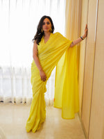 Handwoven Lemon Yellow Silk Saree