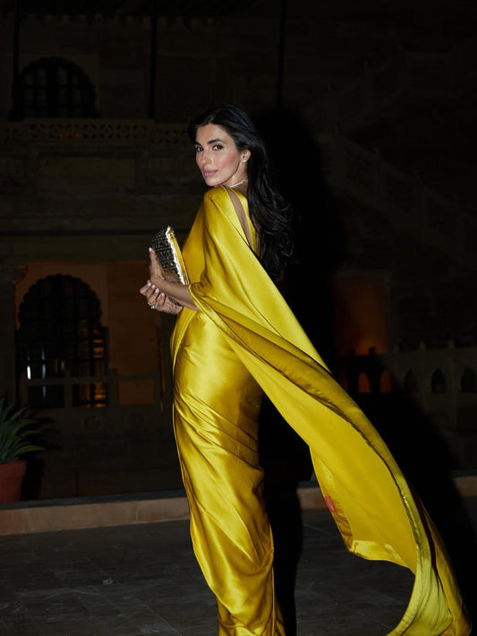Prerna Goel In Handwoven Citrine Yellow Silk Saree