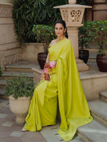 Handwoven Lime Green Silk Saree