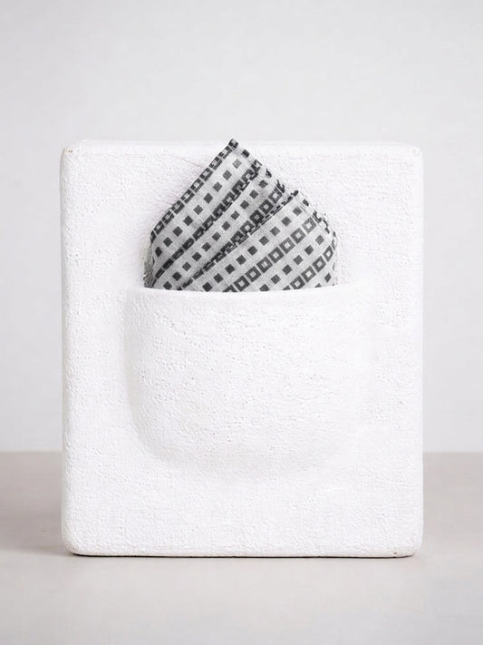 Black & White Banarasi Pocket Square