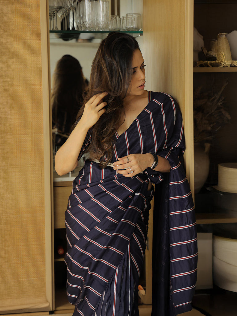 Navy Blue Bumblebee Saree