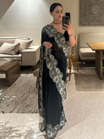 Handwoven Black Georgette Saree