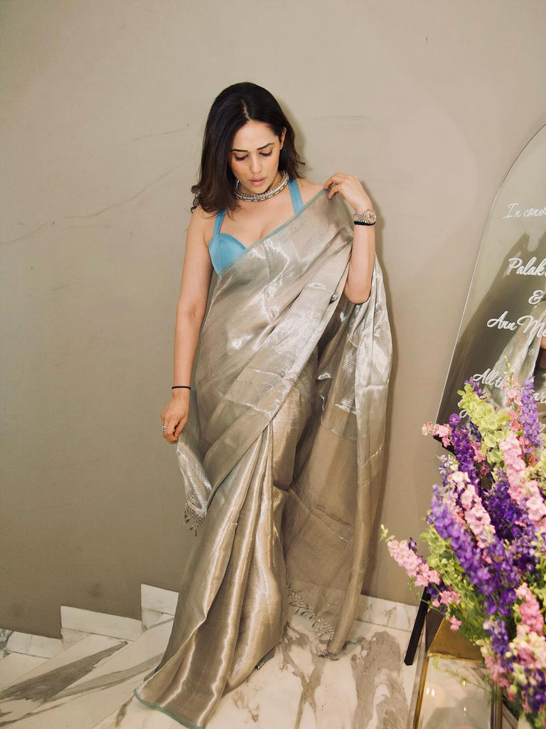 Handwoven Green Tissue Saree