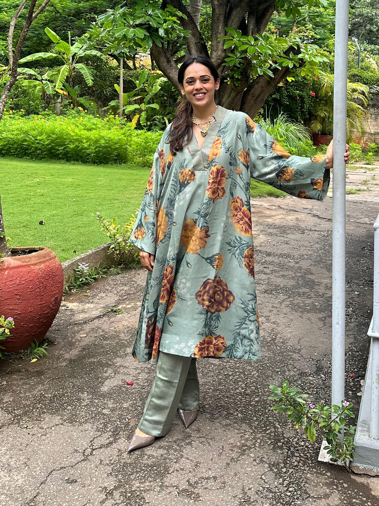 Mint Green Printed Kurta Set