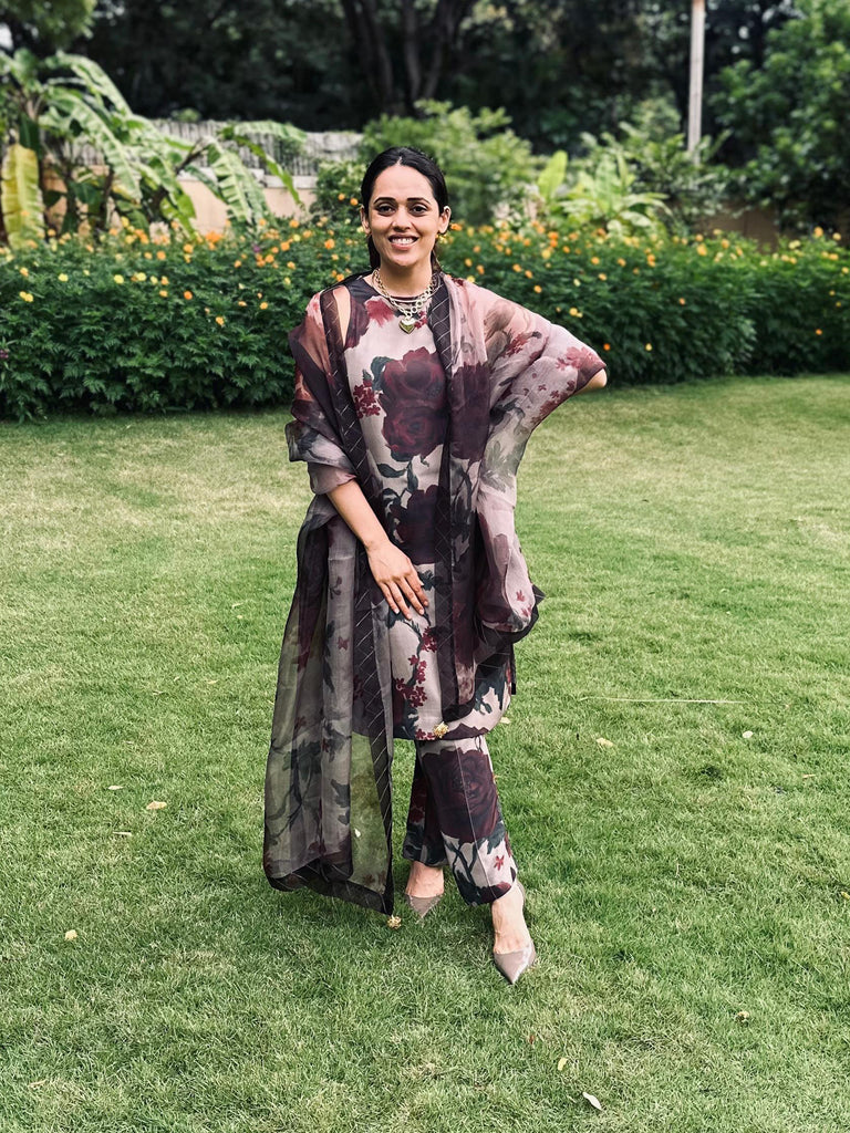 Cloudy Grey Printed Kurta Set