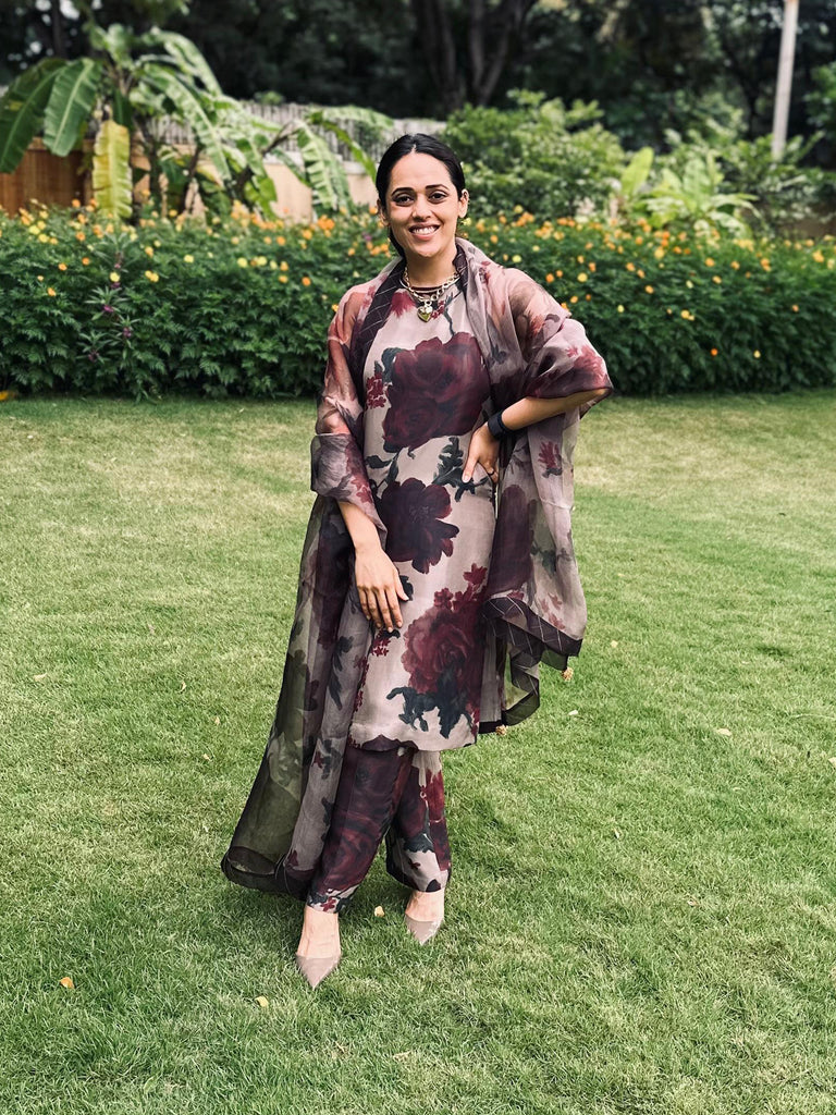 Cloudy Grey Printed Kurta Set