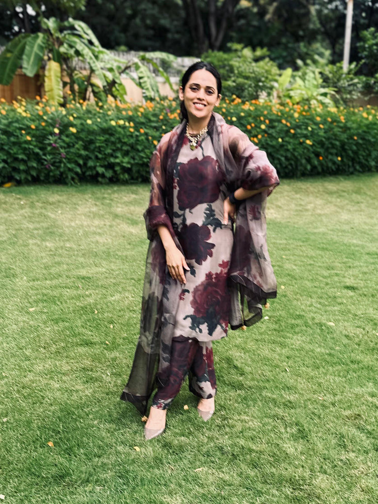 Cloudy Grey Printed Kurta Set