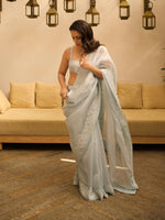 The Luna Saree In Aqua Green