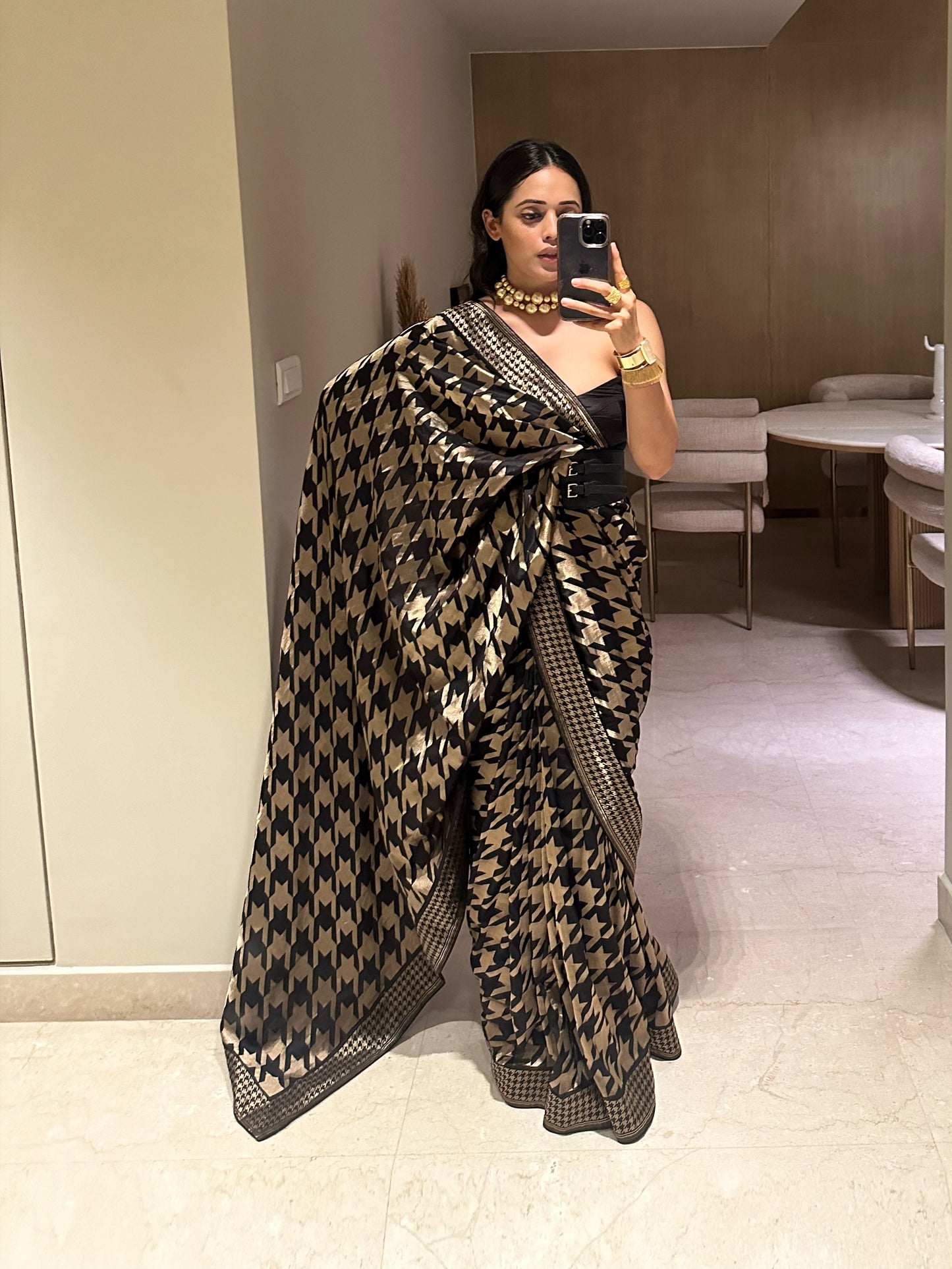 Black and Gold Gerum Saree