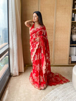 Handwoven Red Silk Saree
