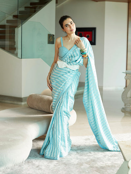 Powder Blue Candy Cane Saree