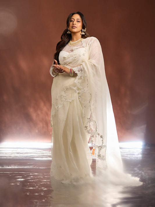 The Luna Saree In Off-white