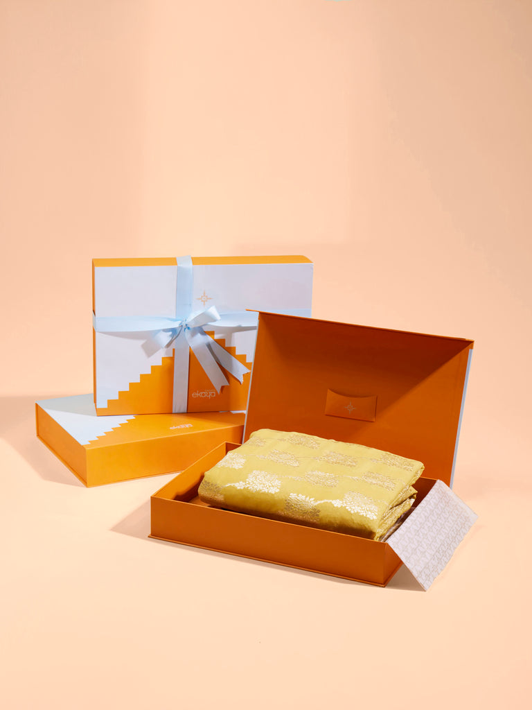 Handwoven Yellow Georgette Saree