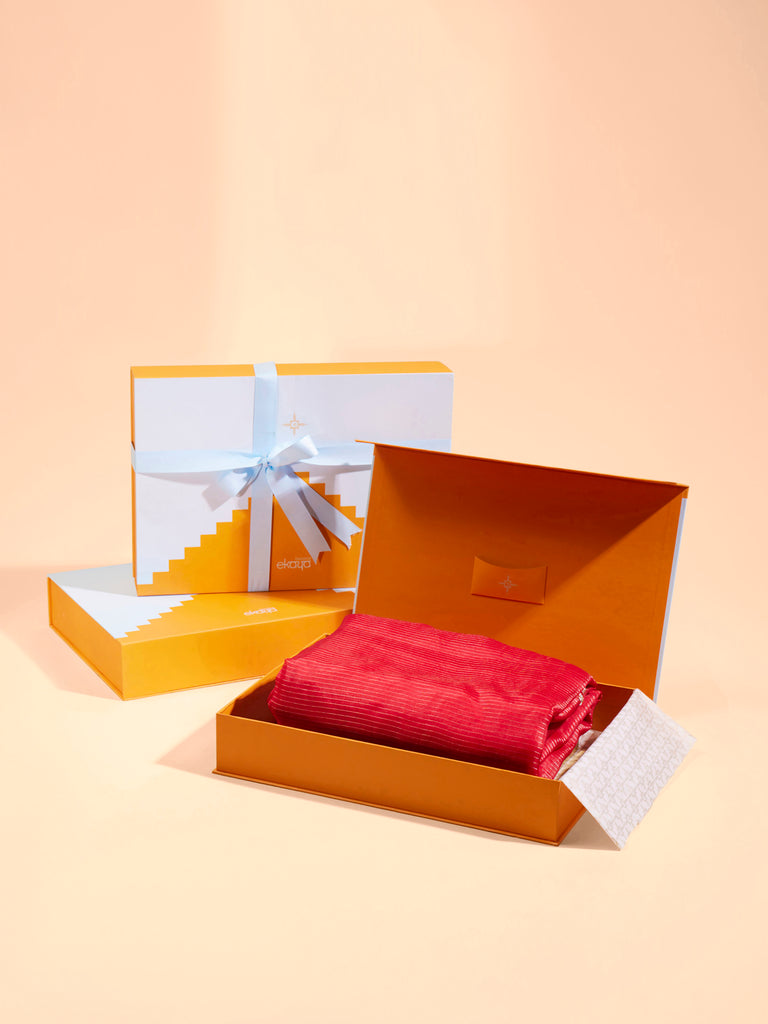 Handwoven Ruby Red Organza Saree