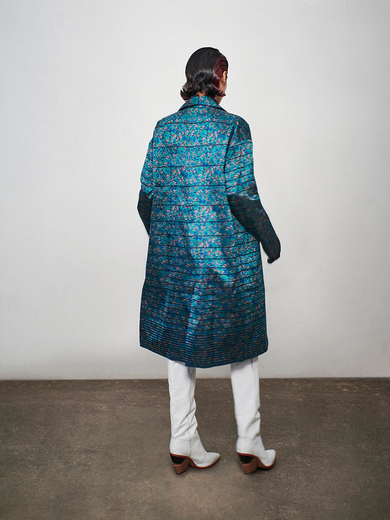Blue Labyrinth Long Coat