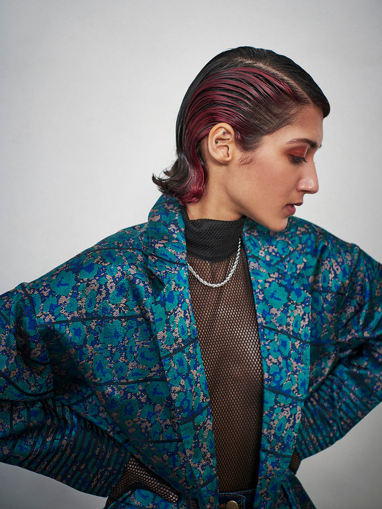 Blue Labyrinth Long Coat