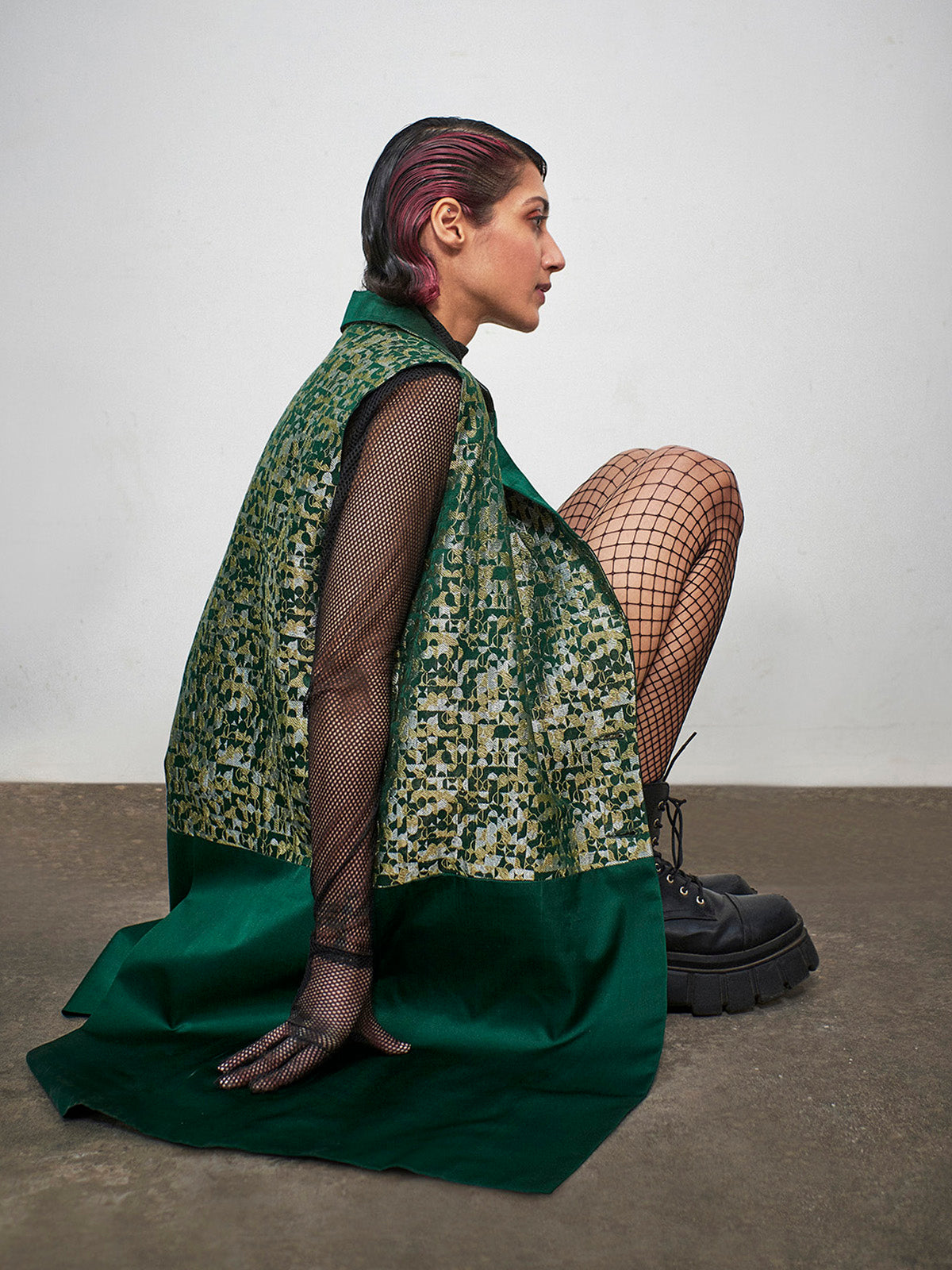 Megabyte Green Sleeveless Coat