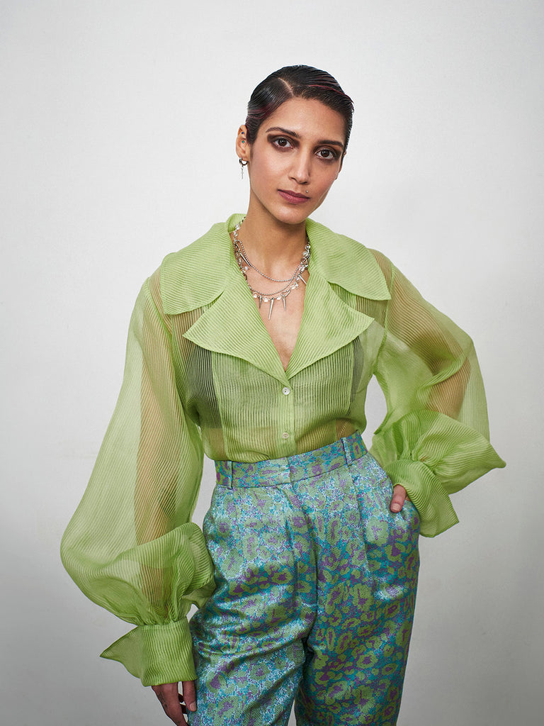 Lime Green Organza Shirt