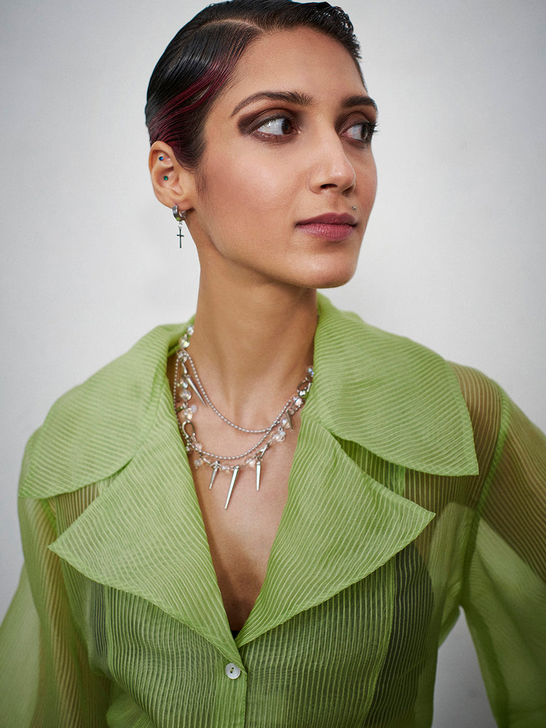 Lime Green Organza Shirt