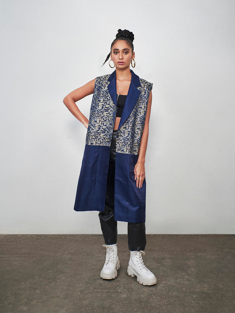 Megabyte Blue Sleeveless coat