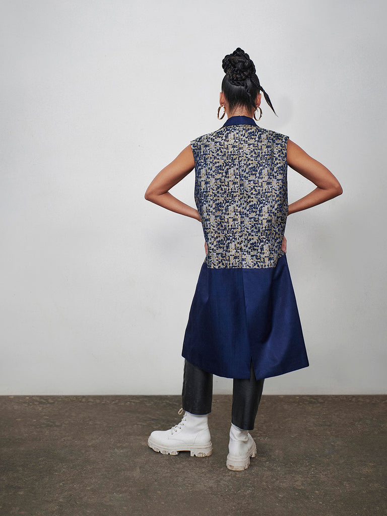 Megabyte Blue Sleeveless coat