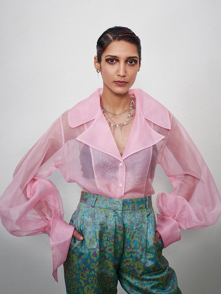Blush Pink Organza Shirt