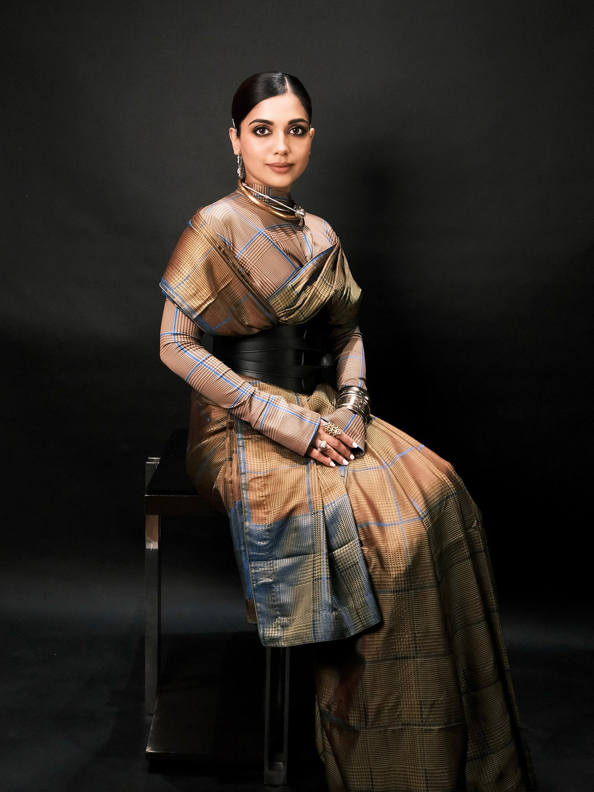 Ochre Chessboard Saree