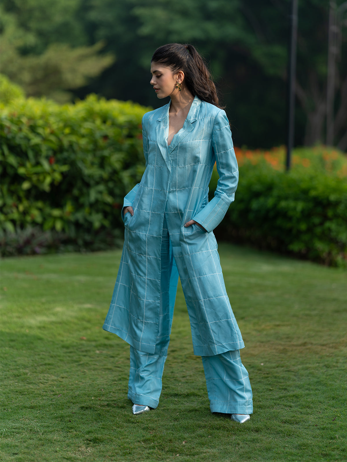 Powder Blue Crossword Jacket Set