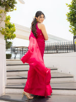 Handwoven Rani Pink Satin Saree