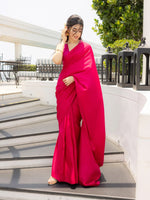 Handwoven Rani Pink Satin Saree