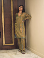 Brown Chessboard Kurta Set
