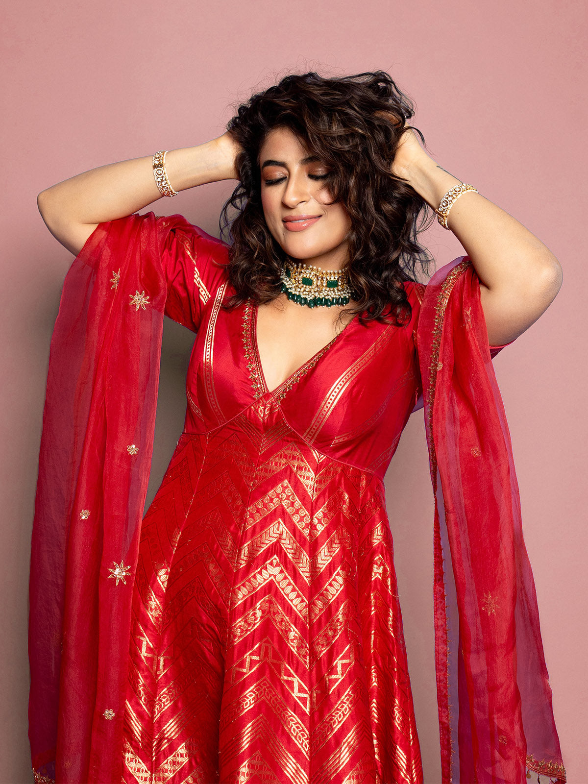 Tahira Kashyap In Handwoven Maroon Silk Suit