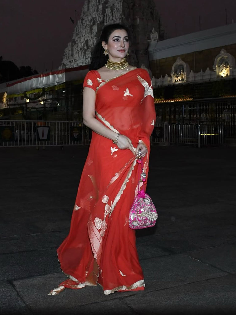 Handwoven Ruby Red Saree