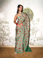 Teal Twiggy Bloom Saree