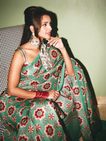 Teal Twiggy Bloom Saree